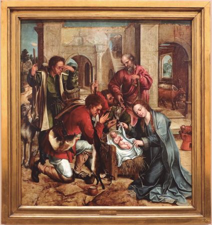 Adoração dos Pastores, Retábulo de Santos-o-Novo, Gregório Lopes, 1539, Pintura a óleo, Museu Nacional de Arte Antiga