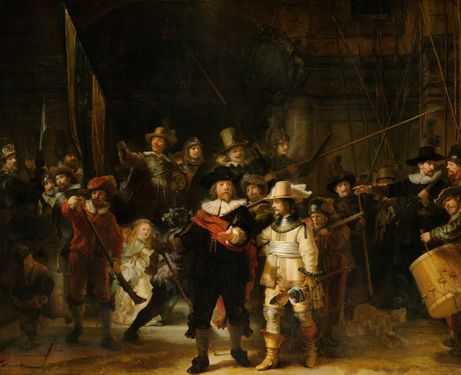 A ronda noturna, Rembrandt van Rijn, 1642, óleo sobre tela, Rijksmuseum, Amesterdão, Países Baixos