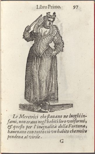 Prostituta do século XVI. Veneza. Gravura. Krieger, Christoph (1590).