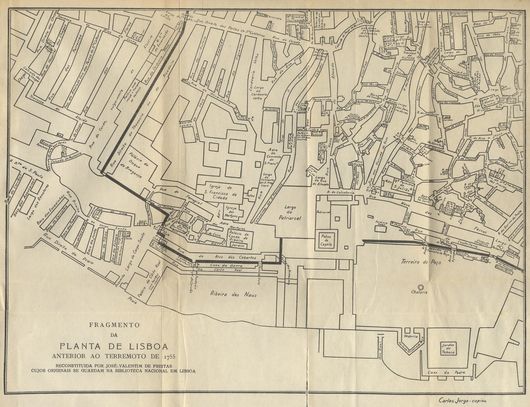 Planta de Lisboa anterior ao terramoto de 1755