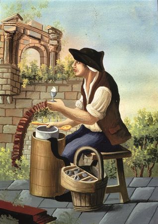 Vendedor de gelados . Escola de pintura italiana, 1700. Vendedor de gelados . Escola de pintura italiana, 1700.