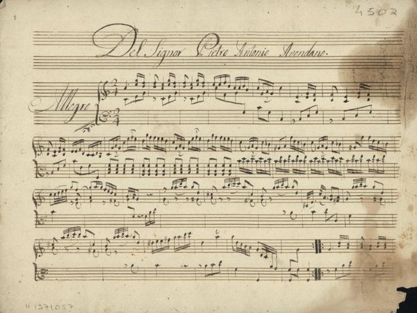 Partitura, Del Signor Pietro Antonio Avondano. Biblioteca Nacional de Portugal, M.M. 4502 Partitura, Del Signor Pietro Antonio Avondano. Biblioteca Nacional de Portugal, M.M. 4502